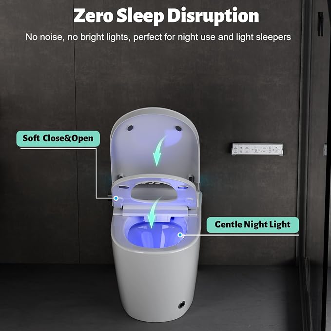 Smart Toilet with Bidet Built in, Dual Flush, Foam Shield, Manual Lid | Night Light, Heated Seat, Foot Sensor Flush, UV Self Clean, Instant Warm Water, Tankless Elongated Toilet, ADA for Bathroom