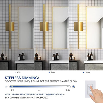 Epinl Gold Bathroom Light Fixtures - 24 inch Brushed Gold Vanity Light for Bathroom Over Mirror Dimmable 5CCT LED Light Bar Modern Lighting Fixture for Bathrooms Bedroom Living Room