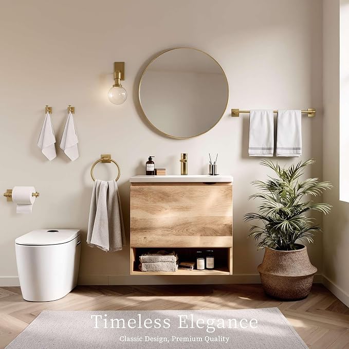 Champagne Bronze Bathroom Accessories Set, 5 Piece Bathroom Towel Holder Set, SUS304 Stainless Steel 24" Towel Bar, Towel Rack Set for Bathroom, Bathroom Hardware Set Wall Mounted