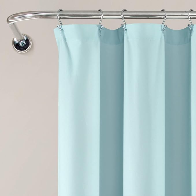 Lush Decor Tulle Skirt Colorblock Shower Curtain Single 72" W x 72" L Spa Blue & White - Fabric Shower Curtains for Bathroom - Cute Bathroom Curtain