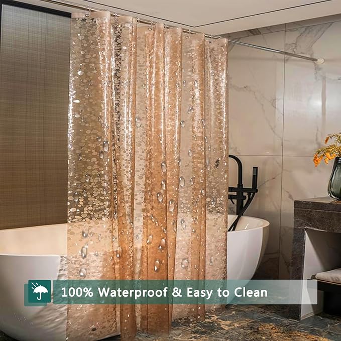 Shower Curtain Liner, 100% Waterproof EVA Shower Curtains with 3 Duty Heavy Bottom Magnets and 12 Rust Proof Grommets, 72x72 Weighted Shower Liner for Shower Stall, Bathtubs