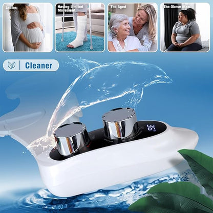 Bidet Attachment for Toilet Warm Water, Temperature Display Hot & Cold Water Non-Electric Adjustable Pressure Self Cleaning Frontal & Rear Dual Nozzle Wash Bidet Attachment for Rear & Feminine Wash