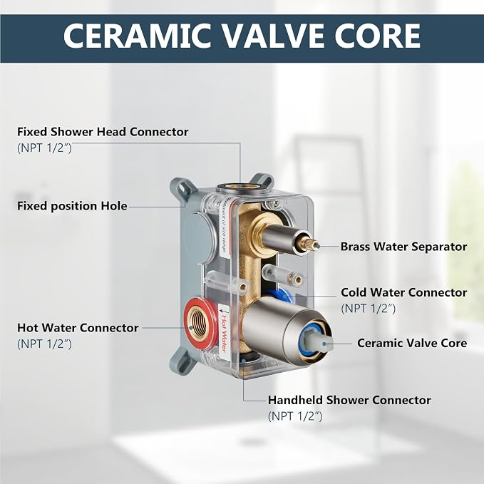 Aolemi Ceiling Shower Faucet with Handheld 16 Inch Head Brushed Nickel | Shower Valve and Trim Kit,SUS304 Rain Head and Handle Set System,All Metal,Bathroom, Handheld Spray