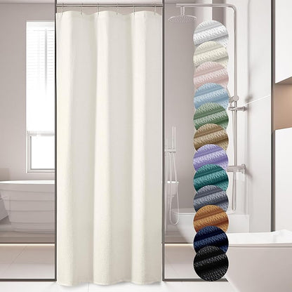 OVZME Berry Stall Fabric Shower Curtain 36 x 72 Inch - Soft & Waffle Small Cream Shower Curtain for Bathroom with Texture for Narrow Stall Size, Machine Washable Water Resistance, Hotel Style, Cream
