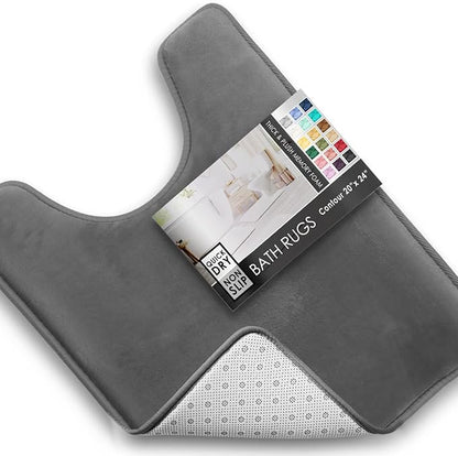 Clara Clark Bathroom Rugs, Velvet Memory Foam Bath Mat, Non-Slip, Machine Washable Bath Rugs - Dries Quickly, Ultra Soft Plush Bath Mats for Bathroom, 20 x 24, Grey