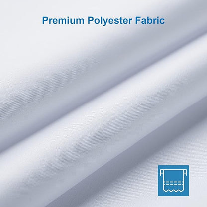 Amazer Small Stall Shower Curtain Liner Washable, 48x72 Inches, Fabric Shower Liner with 2 Bottom Stones, Narrow Waterproof RV Shower Curtain Liner, 8 Grommet Holes, Hotel Quality, White