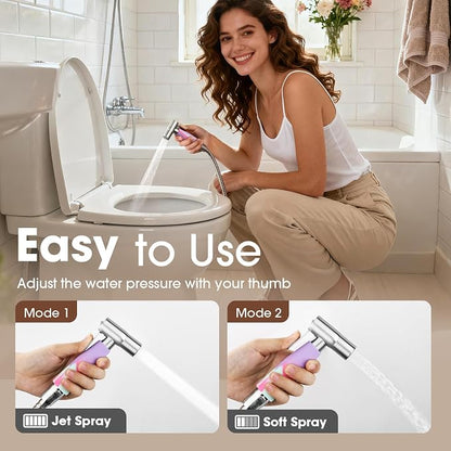 Handheld Bidet Sprayer Head, Stainless Steel Muslim Shower Head for Toilet, Adjustable Pressure Jet Sprayer for Feminine Hygiene and Pet Bath Bathroom Cloth Diaper Cleaning (Multicolor)