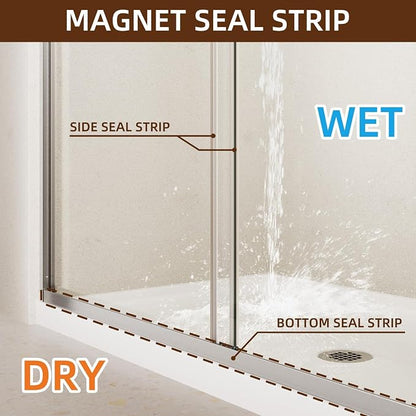 Royal Guard Double Sliding Shower Door 56-60" W x 72" H,Brush Nickel | 6mm SGCC Tempered Glass,Nano Coating Easy Clean,Walk-in Shower Use,Reversible Installation&Waterproof