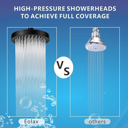 High Pressure Rain Shower Head, High Flow Pressure Boosting Adjustable Rainfall Showerhead, Awesome Shower Experience Even At Low Water Flow, Black