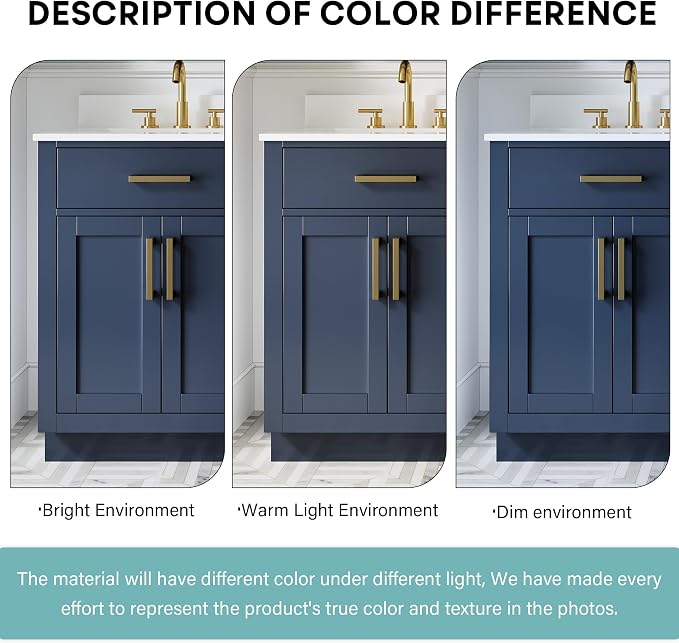 60-Inch Bathroom Vanity with Double Sinks W/ 4 Doors & 4 Drawers & 2 Flip Drawers, Navy Blue Vanity W/Brushed Gold Handles