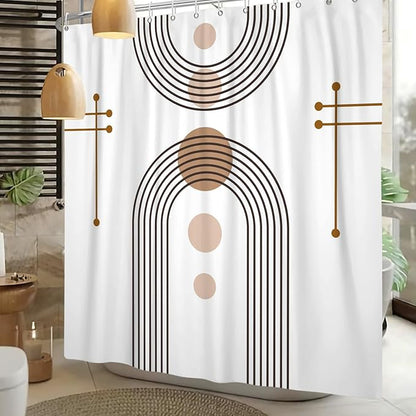 Mid Century Boho Shower Curtain Abstract Arch Sun Rainbow Modern Minimalist Geometric Aesthetic Shower Curtains for Polyester Fabric Bathroom Decorations 60x72 inch