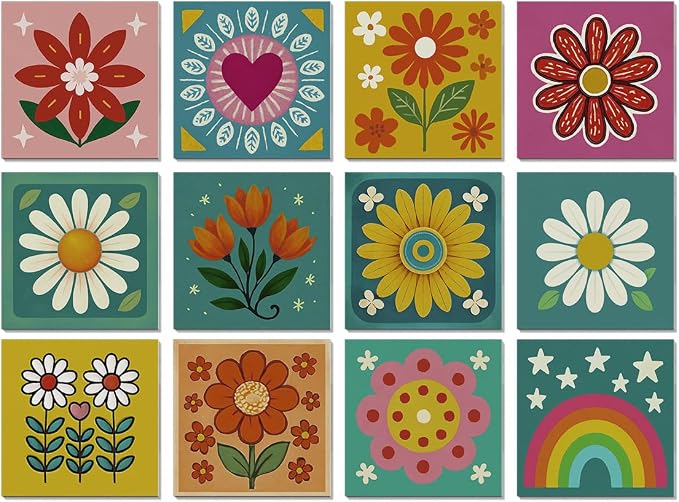 Easy Peel Stick wall Tile Stickers 6x6in Stick on backsplash Tiles,12Pcs | removable 3D tile for kitchen RV bathroom laundry backsplash decor,Ultra-high-definition printed sunflower&rainbow pattern