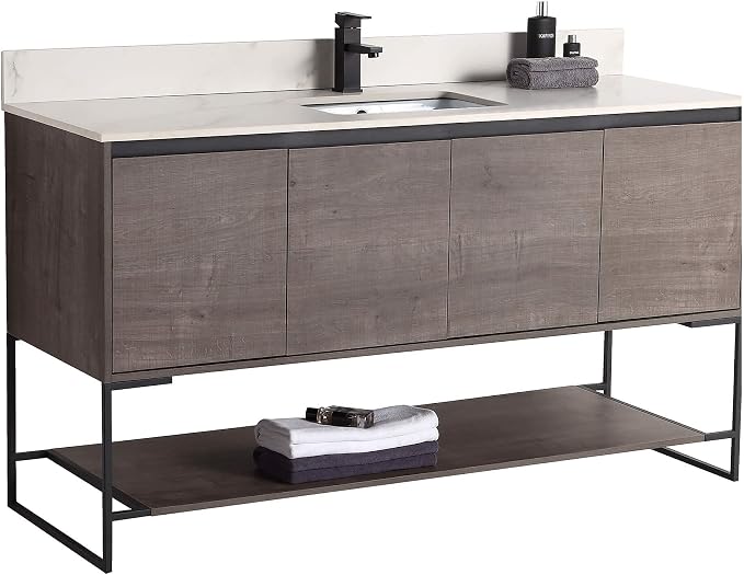 60 Inch Bathroom Vanity with Sink - Modern Knob Free Design, Elegant Space-Saving Solution for Your Bathroom - Durable, Bathroom Vanities for a Contemporary Look - Urbania Collection
