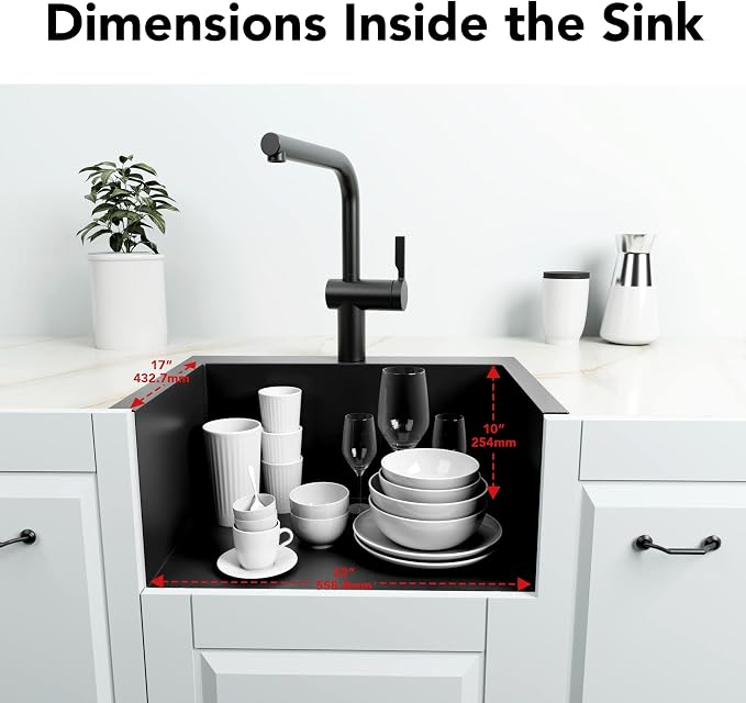LQS Black Laundry Kitchen Sink, 25” x 22” Drop In Kitchen Sink, Drop In RV Kitchen Sink, Stainless Steel Laundry Sinks, 16 Gauge Black Kitchen Sinks With Accessories