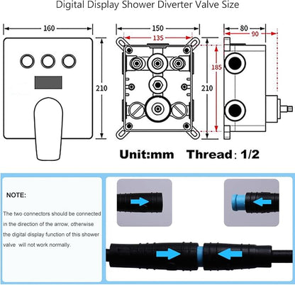 Dual Shower Heads Shower System with 12 Inch Ceiling Rainfall Shower Head and 8 Inch Side Shower Head Digital Display Shower Fixtures Luxury Shower Faucet Set,Brushed Gold