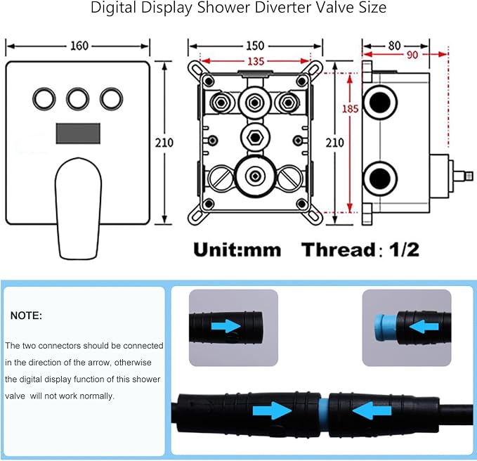 Dual Shower Heads Shower System with 12 Inch Ceiling Rainfall Shower Head and 8 Inch Side Shower Head Digital Display Shower Fixtures Luxury Shower Faucet Set,Oil Rubbed Bronze
