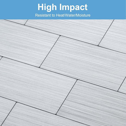 2026 New Upgrade Peel and Stick Backsplash Tile, Peel and Stick 11.34" X 11.57" Wall Tile for Kitchen, Bathroom, Fireplace, Laundry (Silver Metal, 10 Packs)