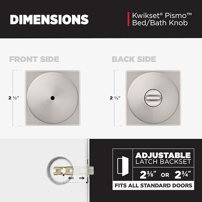 Kwikset Pismo Interior Privacy Door Knob with Lock,Door Handle for Bathroom and Bedroom,Satin Nickel Keyless Turn Lock Doorknob,with Microban Protection,(Pack of 10)