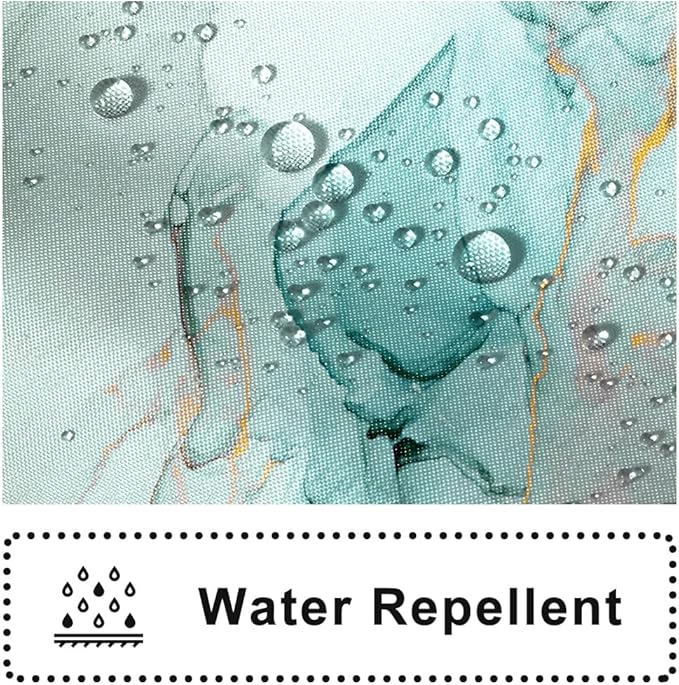 Turquoise Shower Curtain, Modern Teal Marble Shower Curtain for Bathroom Aesthetic Ink Texture Waterproof Shower Curtain Set with Hooks, 48x72 Inch