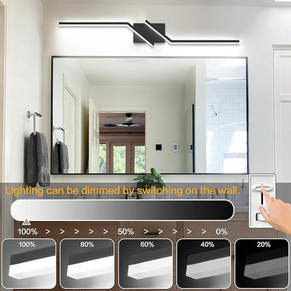 Modern Bathroom Vanity Light Matte Black Vanity Lighting Fixtures 40 Inch LED 5CCT Dimmable Lighting Fixtures Over Mirror