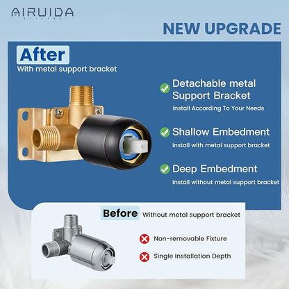 Airuida Shower Faucet Set,8 Inch Shower Valve Kit,Oil Rubbed Bronze | Male Threads,Rough-in Valve Shower Trim Kit,Single Handle Control Shower Set