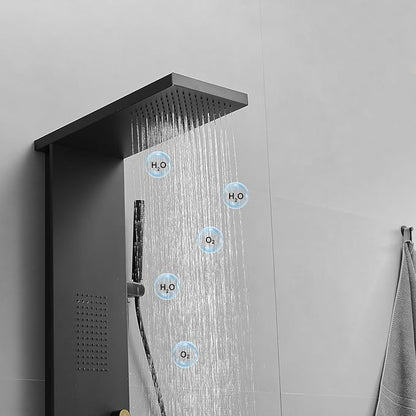 BWE 3 IN 1 Shower Panel Tower System Stainless Steel Shower Panel Rainfall Shower Head with Handheld Shower and Massage Body Jets Wall Mount Shower System,Matte Black