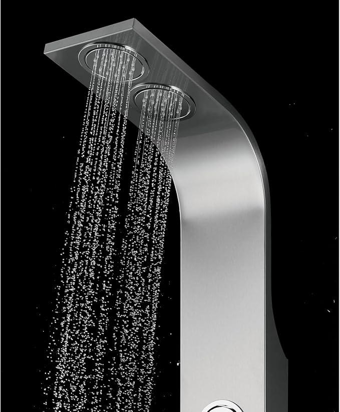 Blue Ocean 63" Stainless Steel SPS8863 Thermostatic Shower Panel Tower System vwith Rainfall Shower Head, Body Nozzles, and Handheld Shower Head, Shower Column