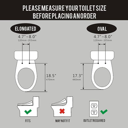 WLJBIDET Bidet Toilet Seat, Electric Bidet with Heated Toilet Seat, Instant Warm Water & Air Drying, Temperature Adjustable, Side Panel Control, Display Screen, Night Light, Elongated