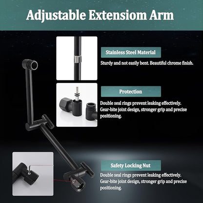 All Metal For California Rain Shower Head with Handheld Combo, YDmeet 8 Inch Rainfall Shower Head, 3-Way Diverter, Stainless Steel Handheld, 14" Adjustable Extension Arm, 71 Inch Hose, Matte Black