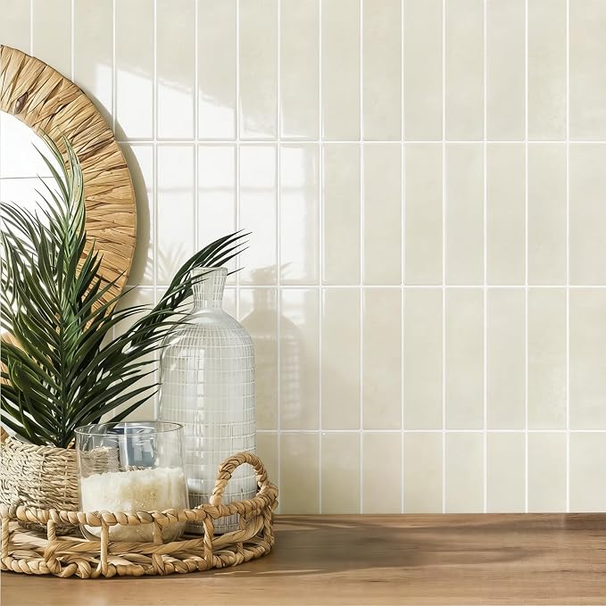 STICKGOO 10-Sheet Peel and Stick Backsplash Tile(Thicker Design) | Self Adhesive Vinyl Wall Tiles, 3D DIY Subway Tiles, Stick on Backsplash for Kitchen and Bathroom(Beige)