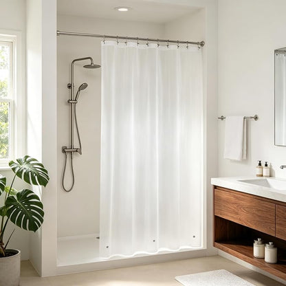 Barossa Design 54" x 72" Frosted Stall Shower Curtain Liner with 3 Magnets - Waterproof PEVA Shower Liner for Bathroom Stall, PVC Free, Metal Grommets - Frost, 54x72