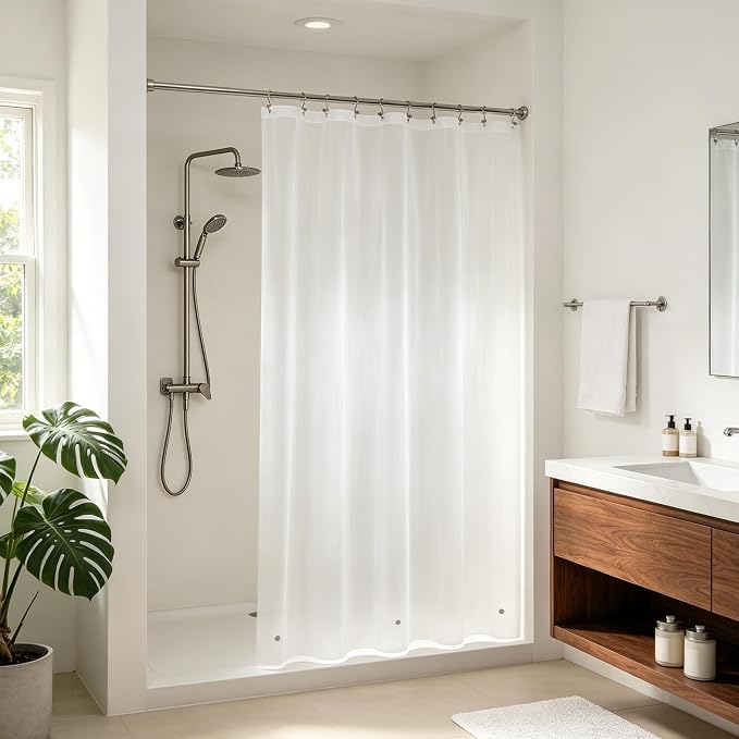 Barossa Design 54" x 78" Frosted Stall Shower Curtain Liner with 3 Magnets | Waterproof PEVA, PVC Free, Metal Grommets, Lightweight Plastic Shower Liner 54x78 Inches for Stall