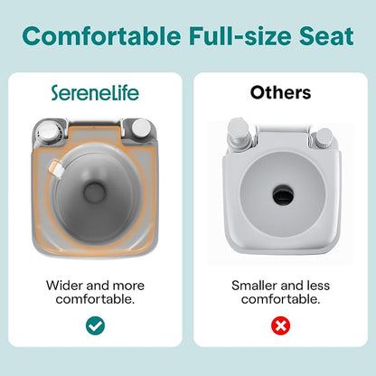 SereneLife 5.2 Gal Portable Camping Toilet For Adults, 100+ Flushes, Porta Potty Camp Toilet with Detachable Waste Tank, Level Indicator, Carry Bag, Suitable for Camping, Hiking, and Boating