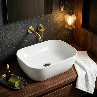 NUESTRA VIDA 18.1"x13" Bathroom Vessel Sink, White Ceramic Sink Bowl Above Counter, Vanity Sink, Lavatory Wash Basin
