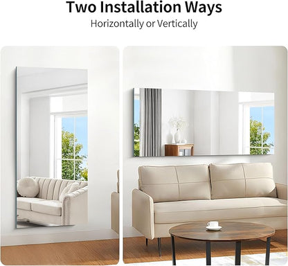 KOCUUY Frameless Mirror, 60"x28" Bathroom Mirror for Over Sink, Upgraded Shatterproof, Large Rectangle Unframed Mirror for Wall, Bathroom, Bedroom, Living Room, Entryway, Hang Horizontal/Vertical