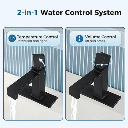Single Handle Bathroom Faucet for 1 or 3 Hole,7.5'' Matte Black Vanity Single Handle Faucet with Solid Brass Body,Easy Install for Bathroom,Vanity