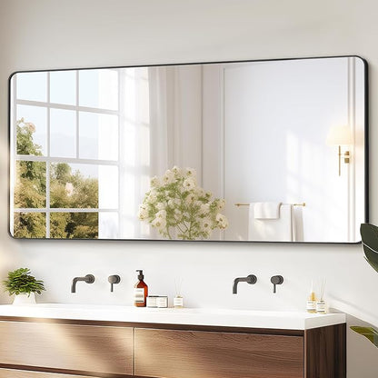 Bathroom Vanity Mirror, Black Framed Mirror for Over Sink, 30x60 | HD glass, distortion-free for makeup and grooming, Sturdy frame, all mounting hardware, hangs horizontal or vertical