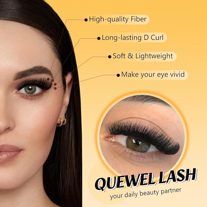 QUEWEL Lash Clusters, Cluster Lashes 3D-80D+100D Eyelash Clusters D Curl | Individual Lashes 10-18mm Cluster Eyelash Extensions Create Kinds of Beauty Look (DH-3D+80D+100D)