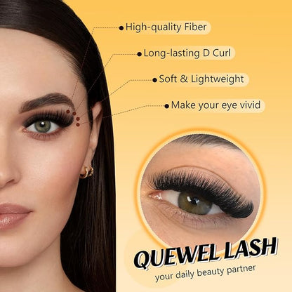 QUEWEL Lash Clusters, Cluster Lashes 3D-80D+100D Eyelash Clusters D Curl | Individual Lashes 10-18mm Cluster Eyelash Extensions Create Kinds of Beauty Look (DH-3D+80D+100D)