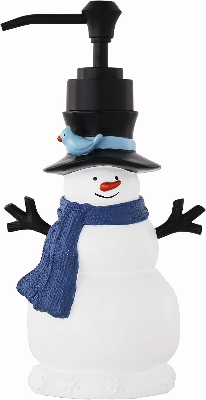 SKL Home Christmas Winter Friends Snowman Soap/Lotion Dispenser, Blue | For use in the bathroom, kitchen or bar. Coordinates with SKL Home Winter Friends and Glitz & Glam bath collections.
