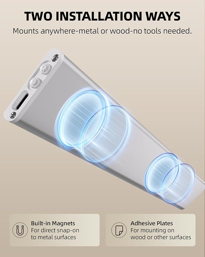 10inch Under Cabinet Lighting Wireless, 3-Pack Rechargeable Battery Motion Sensor Light Indoor, LED Closet Lights USB Charging,3 Color Dimmable Under Cabinet Lights for Kitchen, Cabinet, Wardrobe
