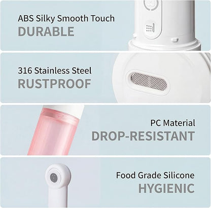 Portable Bidet for Travel,Rechargeable Electric Handheld Travel Bidet Sprayer for Women,Collapsible,Portatil Peri Water Bottle Bidets for Hygiene,Camping, Backpacking,Backcountry,Hiking（Pink）