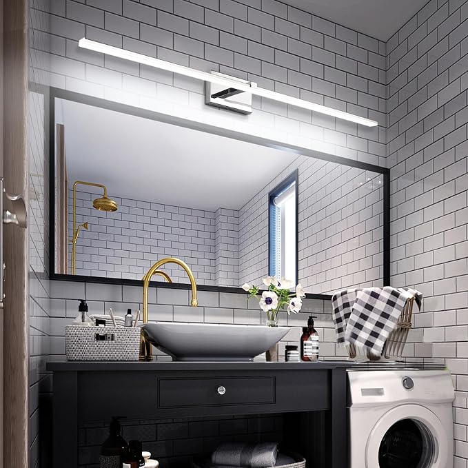 Modern Bathroom Vanity Light 48 inch 32W Dimmable 5CCT LED Bathroom Light Fixture Over Mirror Chrome Vanity Lights Bar for Bath
