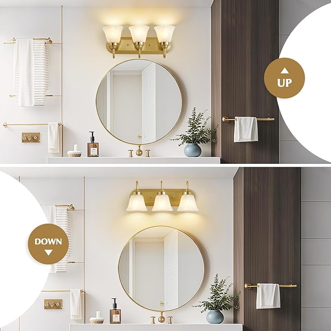 Bathroom Light Fixtures Over Mirror - 3 Light Bathroom Vintage Lighting Fixtures Wall Lamp Easy Install Vanity Lights Not Included Bulb Apply for Mirror Living Room Cabinet Bedroom