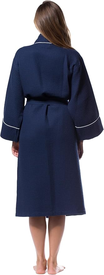 Turquaz Womens Lightweight Waffle Kimono Bathrobe for Men - Soft Quick-Dry Spa & Summer Towel Robe, Cotton Blend