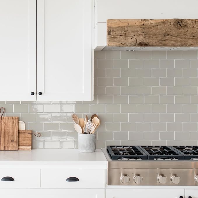 STICKGOO Subway Tile Peel and Stick Backsplash, Thicker Design 12" x 12" Stick on Backsplash Tiles for Kitchen, Bathroom, Wall Tile (10 Sheets, Light Gray Beige)