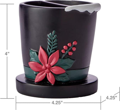 SKL Home Christmas/Winter Rustic Plaid Snowman Toothbrush Holder, Multi | Can be used in the bathroom, kitchen, bar or any sink space.