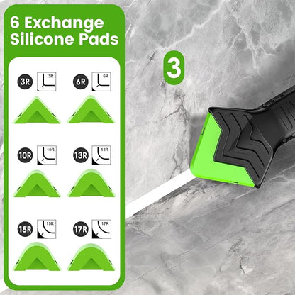 Goopreen Silicone Caulking Tool Kit-3 in 1 Caulk Tool Caulk Remover Tool(Stainless Steel) Silicone Seam Tool and Putty Knife Sealant Finishing Tool for Bathroom Kitchen Floor Window Sink Seal