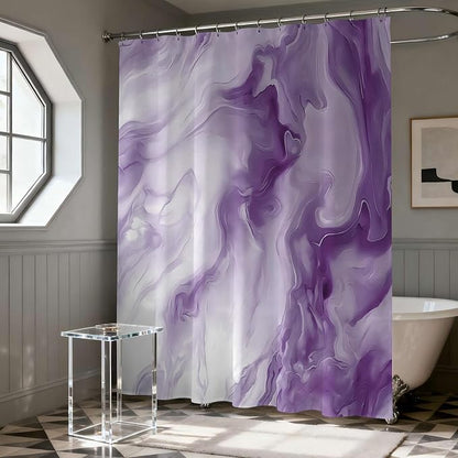 Mocsicka Shower Curtains for Bathroom, Purple Marble Shower Curtain for Bathroom, Abstract Purple and White Shower Curtain Modern Art Decor Waterproof Bath Curtain for Modern Bath Decor, 72 X 72 Inch