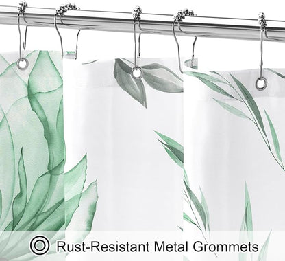 Litabel Extra Long Boho Watercolor Floral Shower Curtain 72 x 84, Mint Green Painting Style Flower Shower Curtains for Chic Elegant Bathroom, Artistic XL Modern Fabric Cloth Shower Curtain